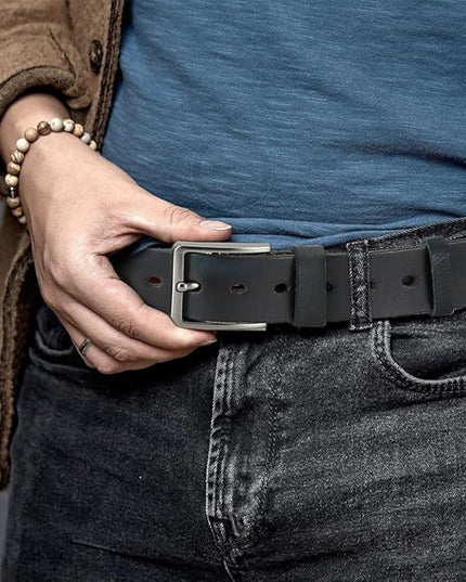 DOOPAI Men's Genuine Leather Casual Belt -Full Grain Leather Belt for Men- 1.5" Handmade Jeans Belt with Gift Box