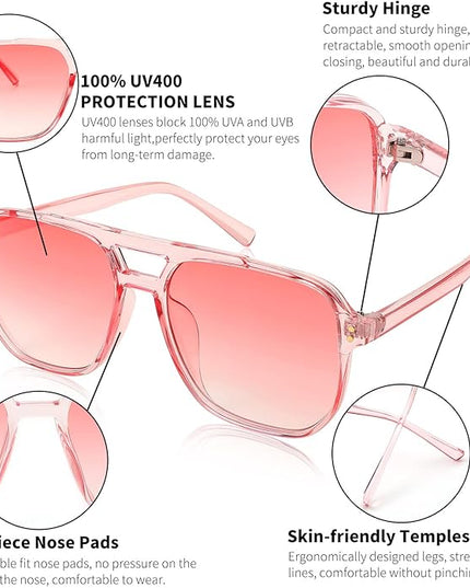 FEISEDY Retro Square Aviator Sunglasses Women Men 70s Vintage Trendy Plastic Frame Sun Glasses B2835