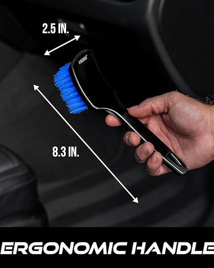 Viking Carpet Cleaning and Scrub Brush for Floor Mats, Cleaning Brush for Car Interior and Home, Black and Blue, 8.3 inch x 2.5 Inch