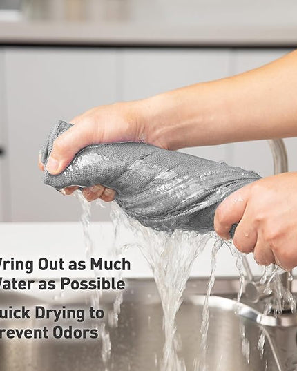 Gray Microfiber Cleaning Cloth 13"x13", Ultra Soft Absorbent Microfiber Cleaning Rags for Housekeeping Cleaning Supplies, Lint Free Reusable Cleaning Cloths for House Washable, Pack of 12