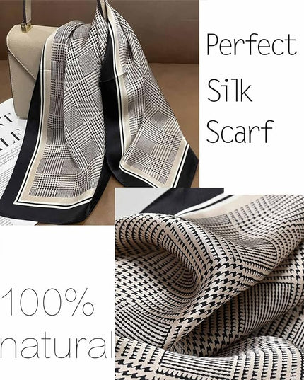 kcctoo 27.5" Mulberry Silk Feeling Head Scarf Women's Fashion Square Neck Satin Scarfs for Bag Hair Scarves Gift