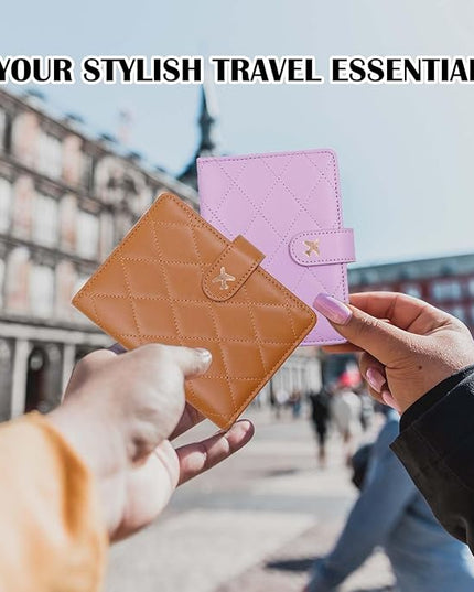 Melsbrinna Rfid Passport Holder for Travel women/Men, Cute Passport Wallet Rfid Blocking Card Slots, Rfid Passport Cover/CaseTravel Wallet, Passport Book Holder (1, LG BROWN)