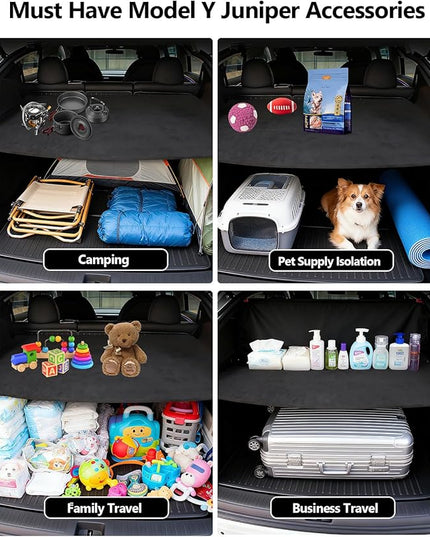 for Tesla Trunk Cargo Cover Model Y Juniper 2025 2026 Trunk Storage Board Model Y Accessories Storage Dividers Layered Partition Board Shield Shade Anti-Spy Luggage Privacy