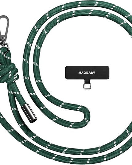 MAGEASY Universal Cell Phone Lanyard - Anti-Theft Thick Rope Crossbody Phone Strap for iPhone 16 Pro Max & Most Smartphones, for Men & Women | 8.3mm Alpine Green