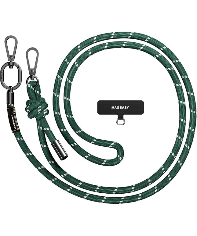 MAGEASY Universal Cell Phone Lanyard - Anti-Theft Thick Rope Crossbody Phone Strap for iPhone 16 Pro Max & Most Smartphones, for Men & Women | 8.3mm Alpine Green