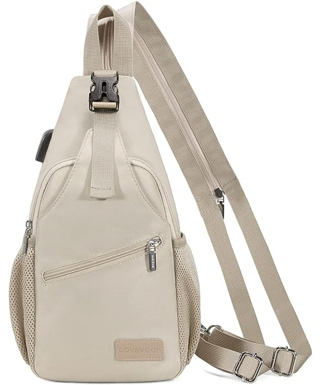 LOVEVOOK Sling Bag for Women Casual Daypack Nylon Crossbody Sling Backpack Travel Shoulder Bag Hiking Daypack