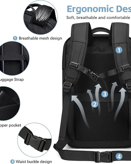 Vacuum Compression Backpack for Travel, 47L Expandable Backpack with Pump, 17 inch Laptop Backpack Luggage Flight Approved with Vacuum Compression System