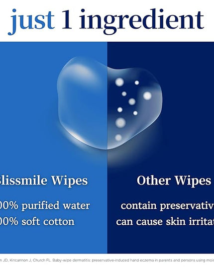 100% Water & Cotton Wet Wipes Travel Size - Individually Wrapped - Fragrance & Preservative-Free for Baby, Women & Sensitive Skin - Gentle Hand, Face, Body & Feminine Care - 22 Count
