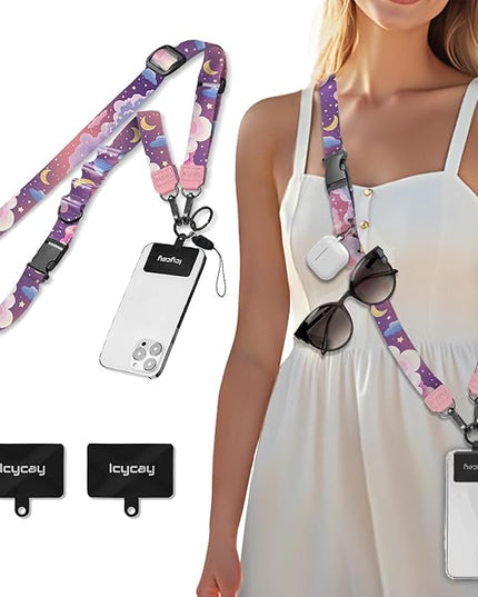 Phone Lanyard Crossbody, Clouds Cell Phone Strap for Around The Neck Adjustable, Anti Theft Cute Lanyard for iPhone Case ID Holder Keys Accessories Travel Essential