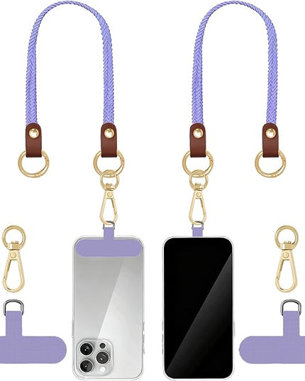 Stretchy Phone Lanyard Tether, 2 Pack Phone Leash Anti-theft Phone Strap for Anti-drop Outdoor Hiking Cycling Climbing Universal for Most Cell Phones, Lavender