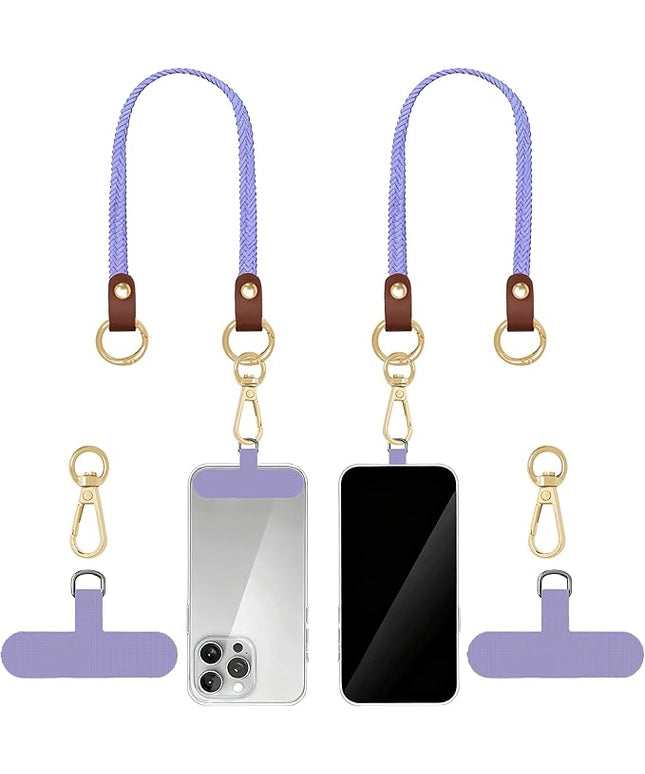 Stretchy Phone Lanyard Tether, 2 Pack Phone Leash Anti-theft Phone Strap for Anti-drop Outdoor Hiking Cycling Climbing Universal for Most Cell Phones, Lavender