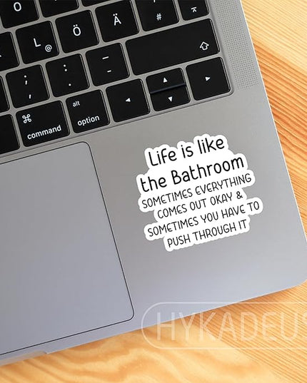 (3Pcs) Funny Life is Like The Bathroom Sticker, Restroom Humor, Sarcastic Vinyl Stickers, Waterproof Decals for Bathroom, Laptop, Water Bottle, Phone Case, 3" x 2.5 "