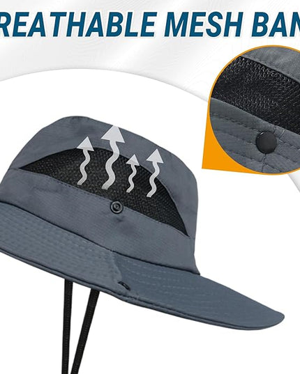 NPQQUAN Sun Hats for Men Women with Neck Flap UPF 50+ UV Protection Wide Brim Bucket Hat Safari Hiking Fishing Hats