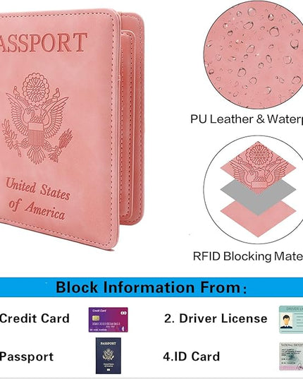 Melsbrinna Rfid Passport Holder for Travel women/Men, Cute Passport Wallet Rfid Blocking Card Slots, Rfid Passport Cover/CaseTravel Wallet, Passport Book Holder (1, Pink3)
