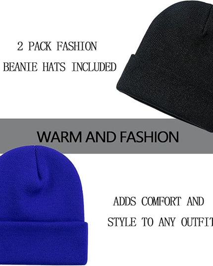 ZOORON 1&2 Pack Beanie for Men Women Slouchy Beanie Hats Winter Knit Caps Soft Ski Hat Unisex