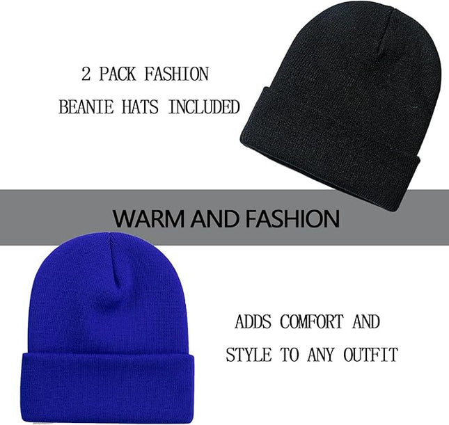 ZOORON 1&2 Pack Beanie for Men Women Slouchy Beanie Hats Winter Knit Caps Soft Ski Hat Unisex