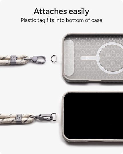 ZAGG Crossbody Lanyard for Phone Cases with Lanyard Attach Points – Adjustable Durable Nylon Strap with Tear-Proof Tab – Comfortable Hands-Free Carry, Sandstone Beige