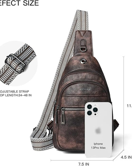 Sling Bag For Women Faux Leather Small Casual Daypack Backpack Fanny Pack Crossbody Chest Bags Purse
