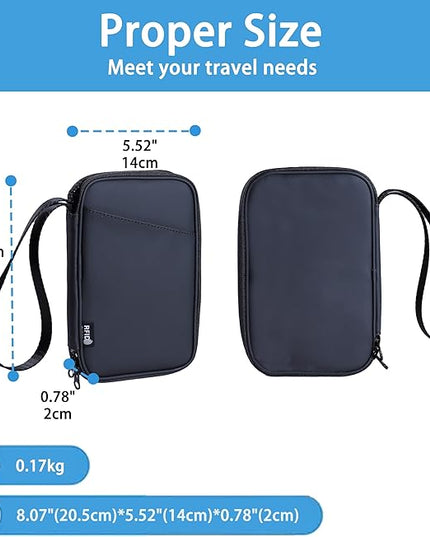 family passport holder for 4 multiple passport bag passport wallet for travel passport cover rfid blocking for women waterproof wallet with zipper passport case for men (solid black)