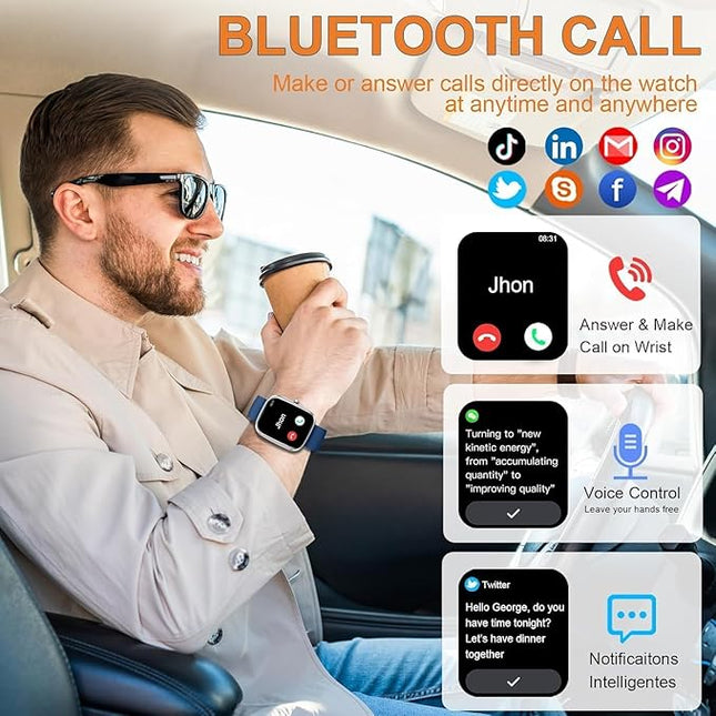 Fempoin Smart Watch, 1.96" HD SmartWatch, Touch Screen Answer/Make Call, IP68 Waterproof 105+ Sport Fitness Tracker, Activity Tracker with Sleep Monitor/Heart Rate/Pedometer/SpO2 for Android iOS