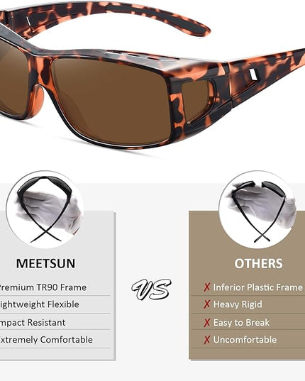 MEETSUN Fit Over Glasses Sunglasses for Men Women,Wrap Around Sunglasses Polarized UV400 Protection