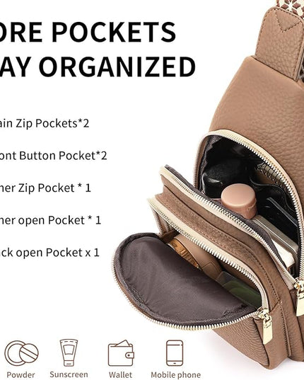 FALAN MULE Crossbody Bags for Women Trendy Leather Sling Chest Bag Fanny Packs for Women