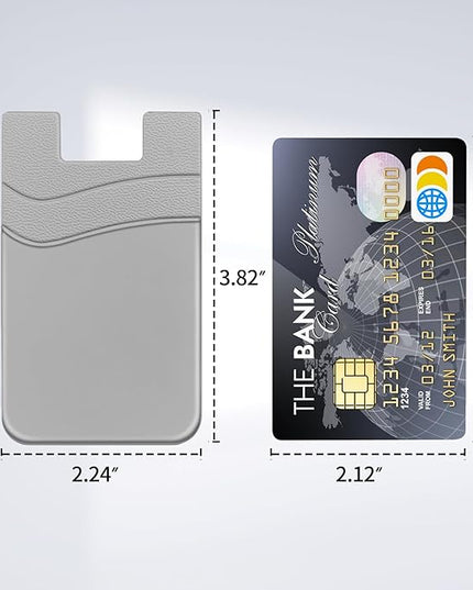 Senose Phone Wallet, Phone Card Holder for Back of Phone Case, Dual Pocket Phone Wallet Stick On Compatible for iPhone, Samsung and Most of Cell Phone (Black, White, Grey)