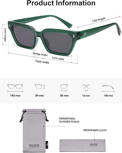 SOJOS Trendy Polarized Sunglasses Womens Men Retro Vintage 90s Cute Cat Eye Narrow Sun Glasses SJ2381