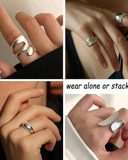 ÌF ME 10 PCS Gold Rings Set for Women Non Tarnish, 18K Gold Plated Chunky Stackable Rings, Statement Stacking Womens Ring Pack