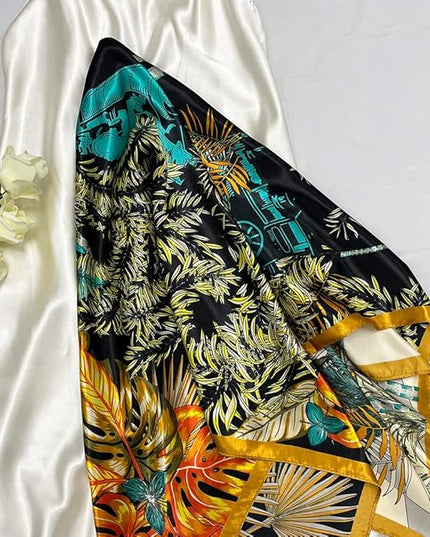 Julunar Silk Like Head Scarf for Women - Satin Large Hair Scarves - 35" Square Silk Hair Wrap for Sleeping with Gift Packed