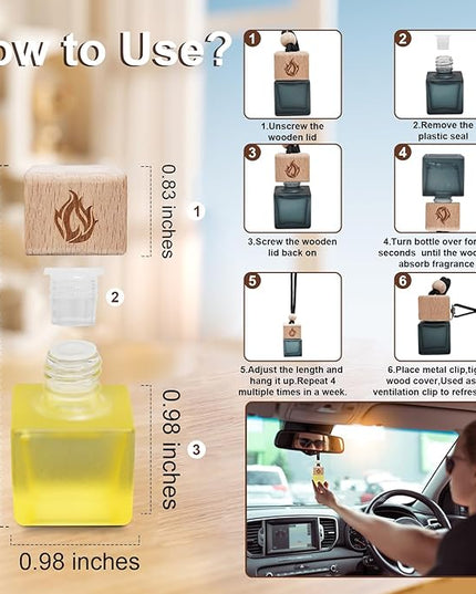 Car Air Freshener Hanging 2 Pack, Teakwood & Cashmere Fragrance Essential Oil Diffuser, Long Lasting Car Scent, Car Accessories for Women