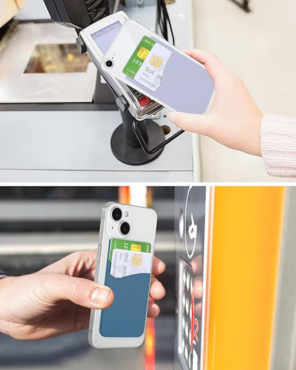 Senose Card Holder for Phone Case,Dual Pocket Silicone Phone Wallet, Stick On Compatible for iPhone, Samsung & Most of Cellphones