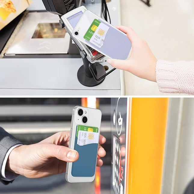 Senose Card Holder for Phone Case,Dual Pocket Silicone Phone Wallet, Stick On Compatible for iPhone, Samsung & Most of Cellphones