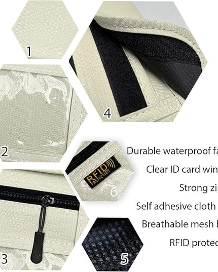 RFID Blocking Travel Neck Wallet Pouch and Passport Holder, Travel Neck Pouch Passport Holder for Women & Men - Beige