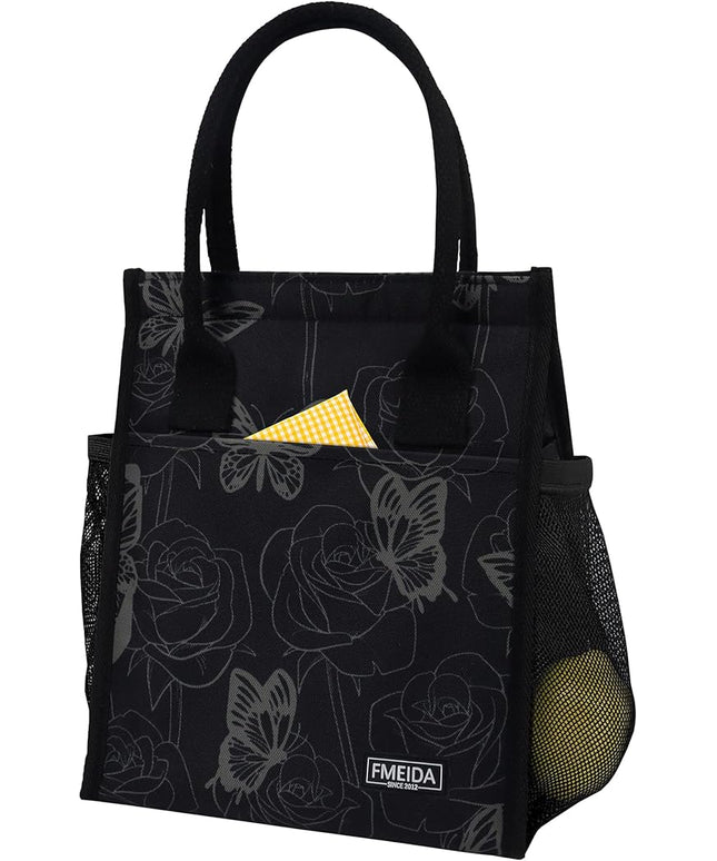 Fmeida Insulated Lunch Bag Women, 6.75L Small Lunch Bags with Multiple Pockets, Reusable Thermal Cooler Tote for Work, Office, Picnic, Travel | Hook and Loop Closure, Butterfly
