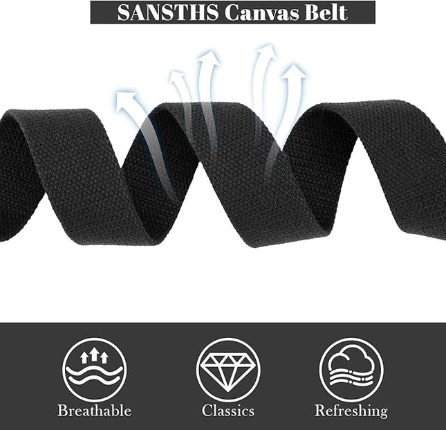 SANSTHS Canvas Belt with Double Ring Buckle, Fabric Web Belt for Women Men Double Ring for Outdoor & Casual Wear