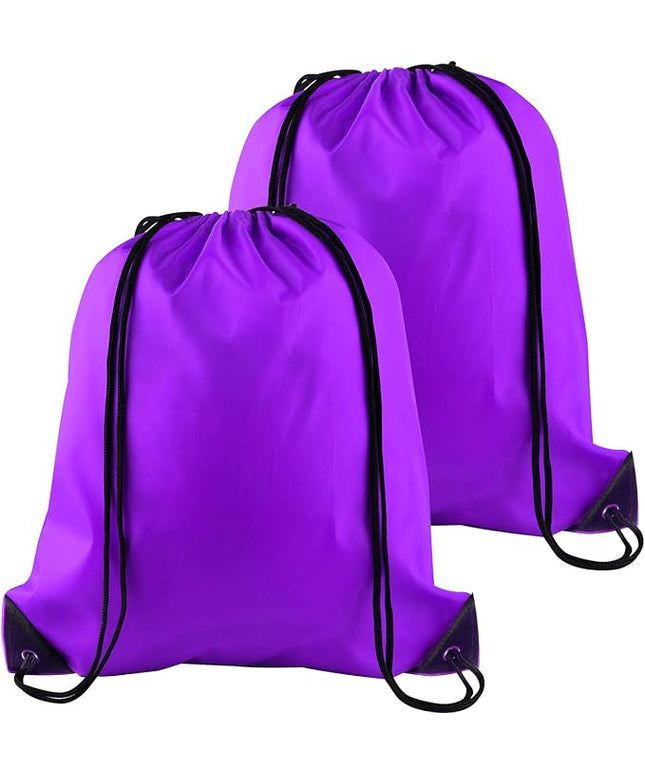 KUUQA 2Pcs Drawstring Backpack Bags Sports Cinch Sack String Backpack Storage Bags for Gym Traveling (Purple)