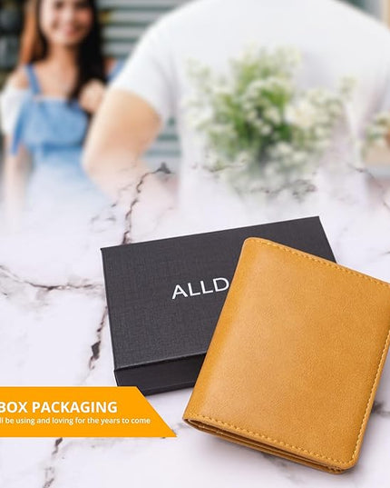 Alldaily Small RFID Wallet for Women Slim Compact Bifold Pocket Ladies Travel Mini Purse (Yellow)