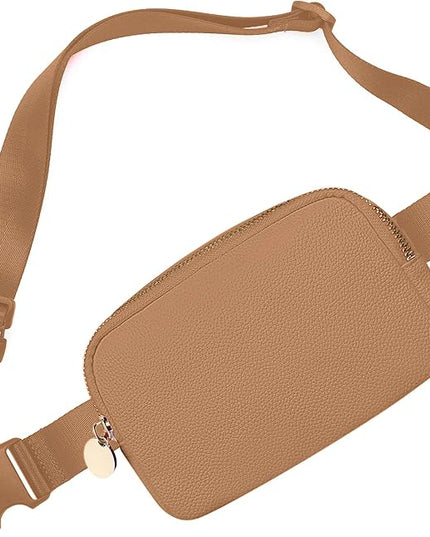 Leather Belt Bag for Women Large Crossbody Fanny Pack Stylish Everywhere Waist Bag with Adjustable Strap Brown