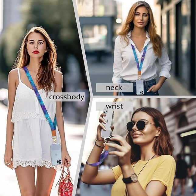 Phone Lanyard Crossbody Strap, Starry Sky Cell Phone Lanyards for around the Neck Cross Body, Space Wristlet Wrist Strap Adjustable for Women Keys Case Accessories Beach Travel Essentials