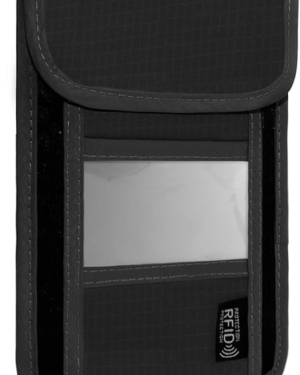 Travel Neck Wallet with RFID Blocking – Passport Holder Organizer Neck Pouch – Portable Easy to Conceal Travel Pouch (PVC Black)