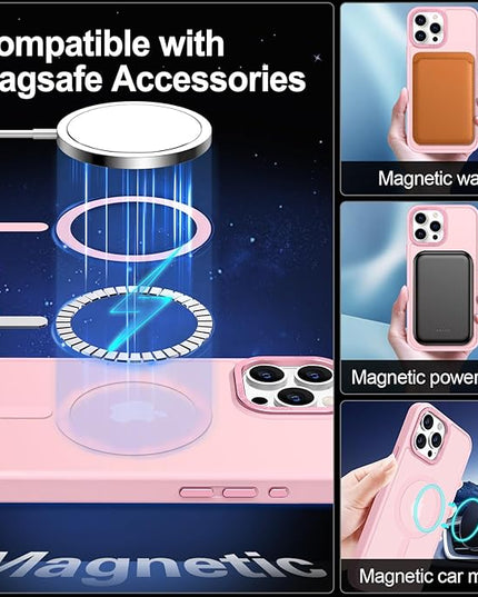 Hython Case for iPhone 15 Pro Max Case Magnetic Translucent Matte Phone Cases 6.7" [Compatible with MagSafe] Thin Slim Fit Shockproof Bumper Hard Protective Cover for Women Men Girls, Tender Pink