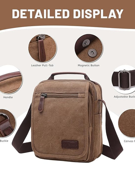mygreen Small Canvas Crossbody Shoulder Bag Messenger Bag Work Bag