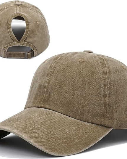 YeeHeen Ponytail Baseball Cap for Women High Messy Bun Caps Washed Cotton Hats