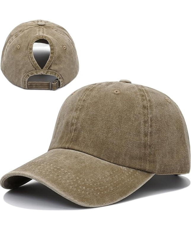 YeeHeen Ponytail Baseball Cap for Women High Messy Bun Caps Washed Cotton Hats