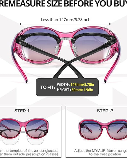 Myiaur Polarized Fit Over Glasses Sunglasses for Women Men, Over Sunglasses with UV400 Protection Anti Glare for Driving