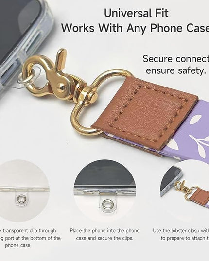 Cell Phone Lanyard with Wrist Strap, Sakura Floral Neck Lanyard for Phones, Car Keys, ID Badge and Wallet – Universal Set