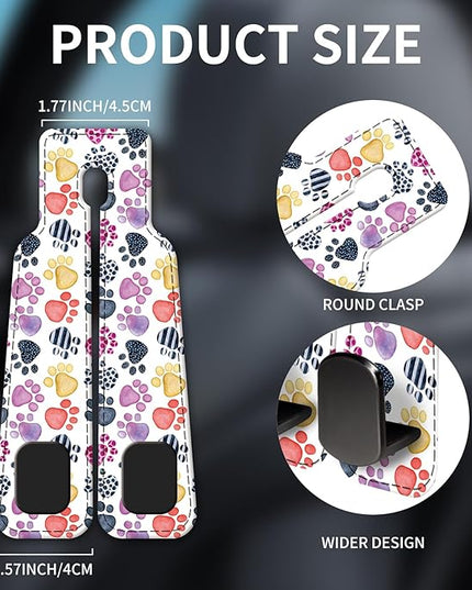 Car Seat Headrest Hook, Universal Leather Cute Hanger Holder Hook, Storage Organizer Interior Accessories for Purse Bags Handbag Cute Colorful Dog Paws