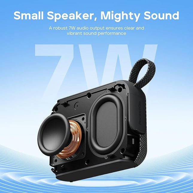 Tribit PocketGo Bluetooth Shower Speaker, IP68 Waterproof/Dustproof, Portable Speaker with 20H Playtime, Wireless, BT6.0, Supports TF Card, Electronics for Travel/Outdoors/Home (Blue)