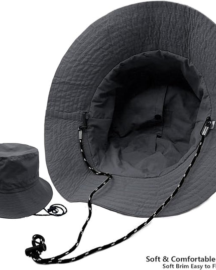 woogwin Waterproof Bucket Rain Hat with Chin Strap Quick Dry Packable Boonie Sun Hat Safari Hat UV Protection